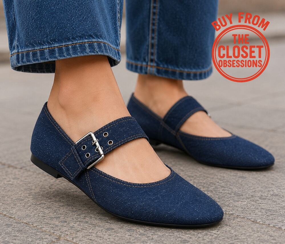 ZARA Denim Mary Jane Ballet Flats NWT Balletcore